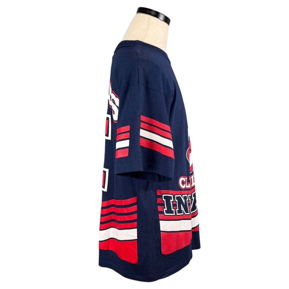 Vintage 90s Cleveland Indians Salem Sportswear Navy Graphic T-Shirt Large - Picture 3 of 8